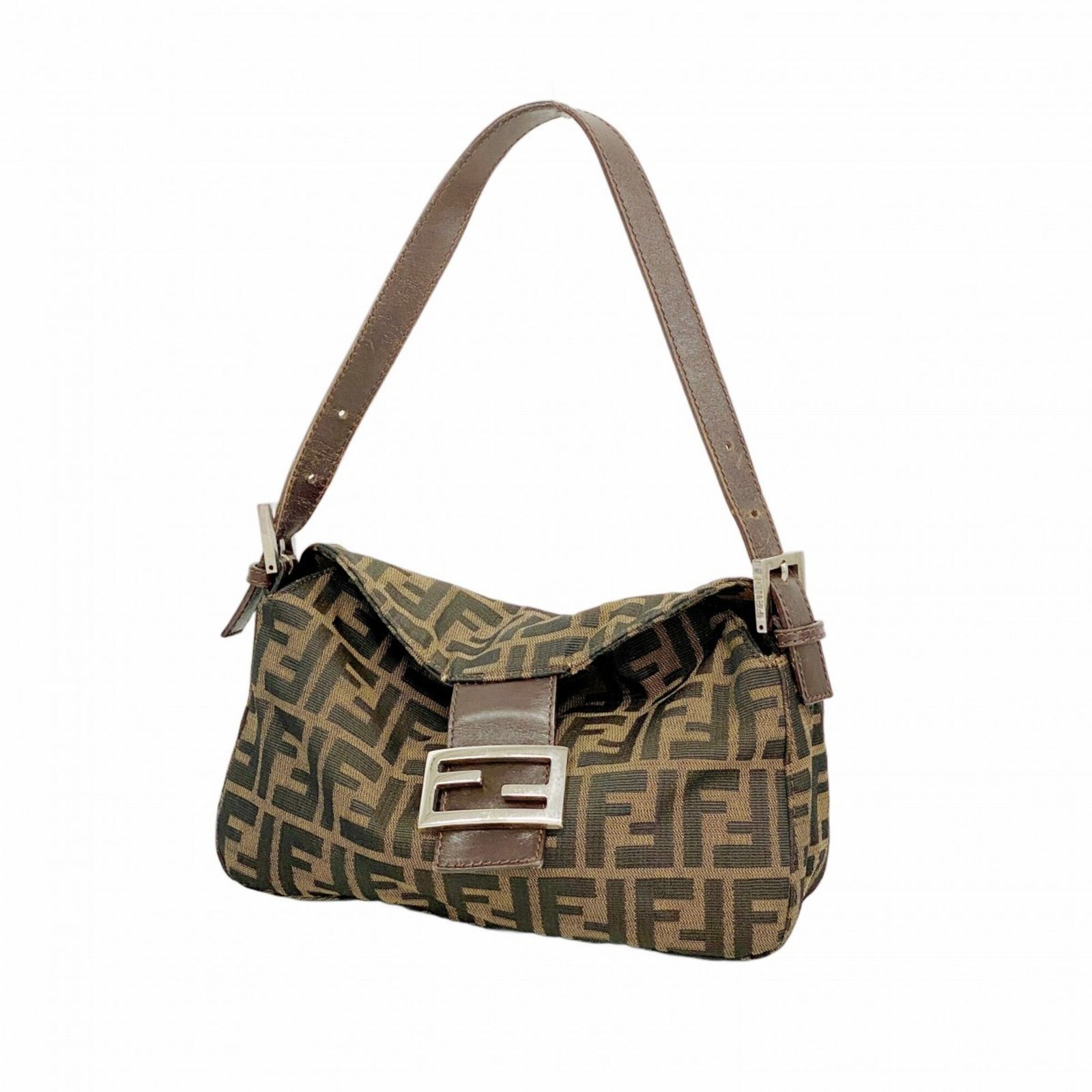 フェンディ(Fendi) フェンディ ハンドバッグ ズッカ ナイロンキャンバス ブラウン レディース