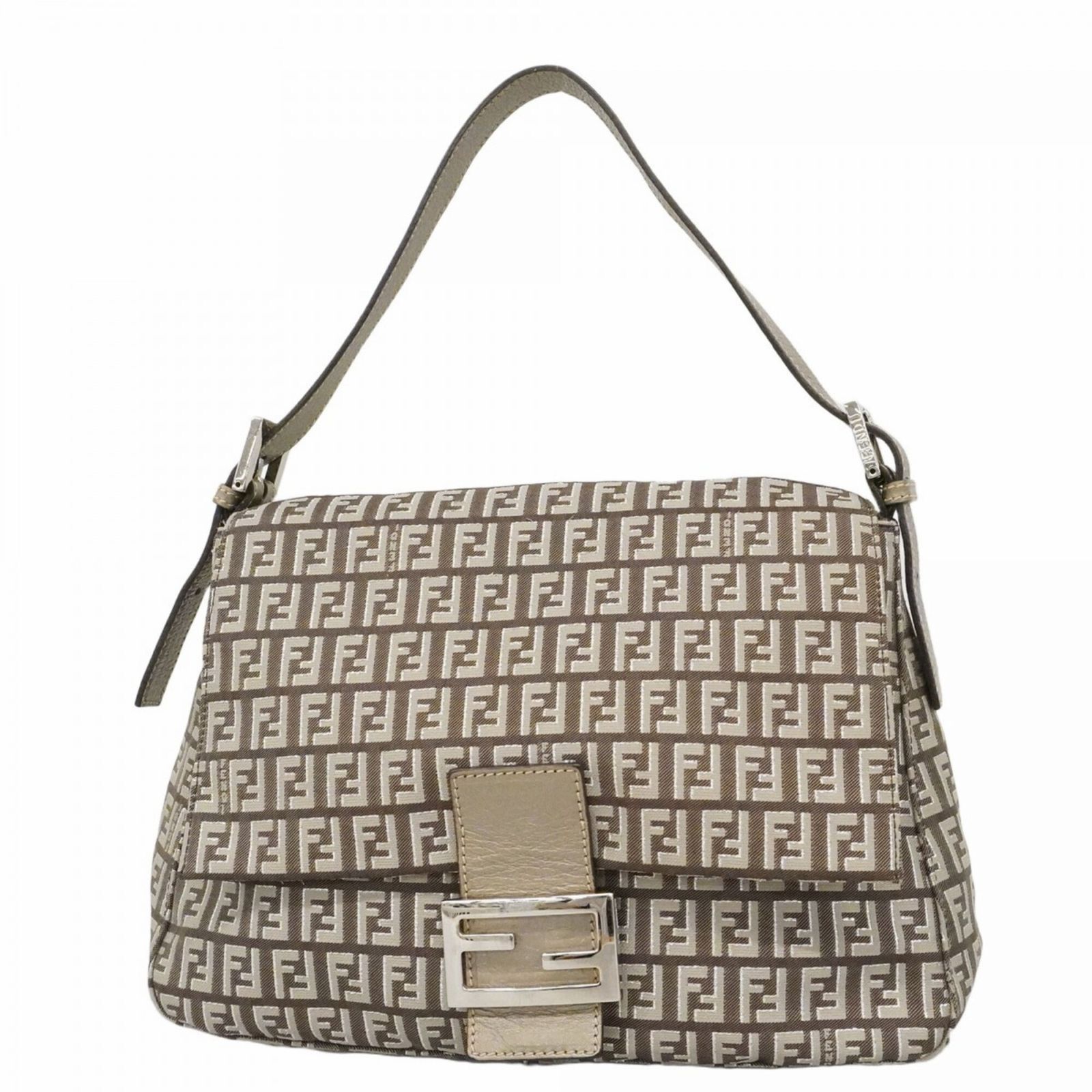 フェンディ(Fendi) フェンディ ハンドバッグ ズッキーノ マンマバケット ナイロンキャンバス ブラウン グレー レディース