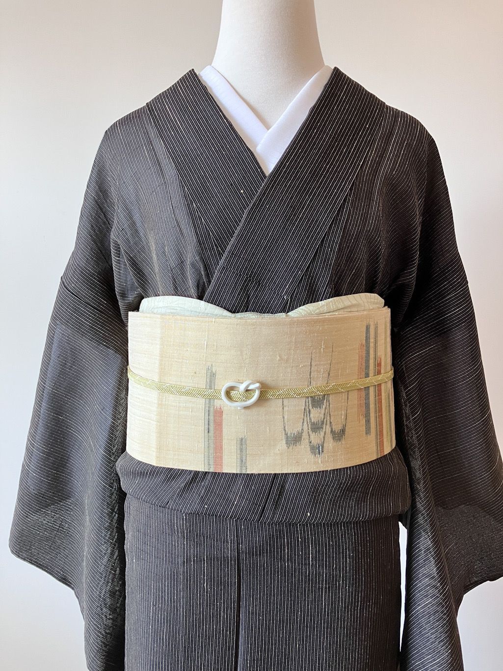 白鷹上布 小松織物工房 絹上布 夏着物 縞柄［K134］