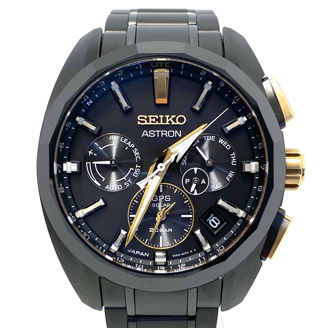 【ほぼ美品・希少】腕時計 メンズ セイコー SEIKO アストロン 服部金太郎生誕160周年記念モデル SBXC073 世界限定2,500本 GPSソーラー 黒 デイト表示 チタニウム セラミック