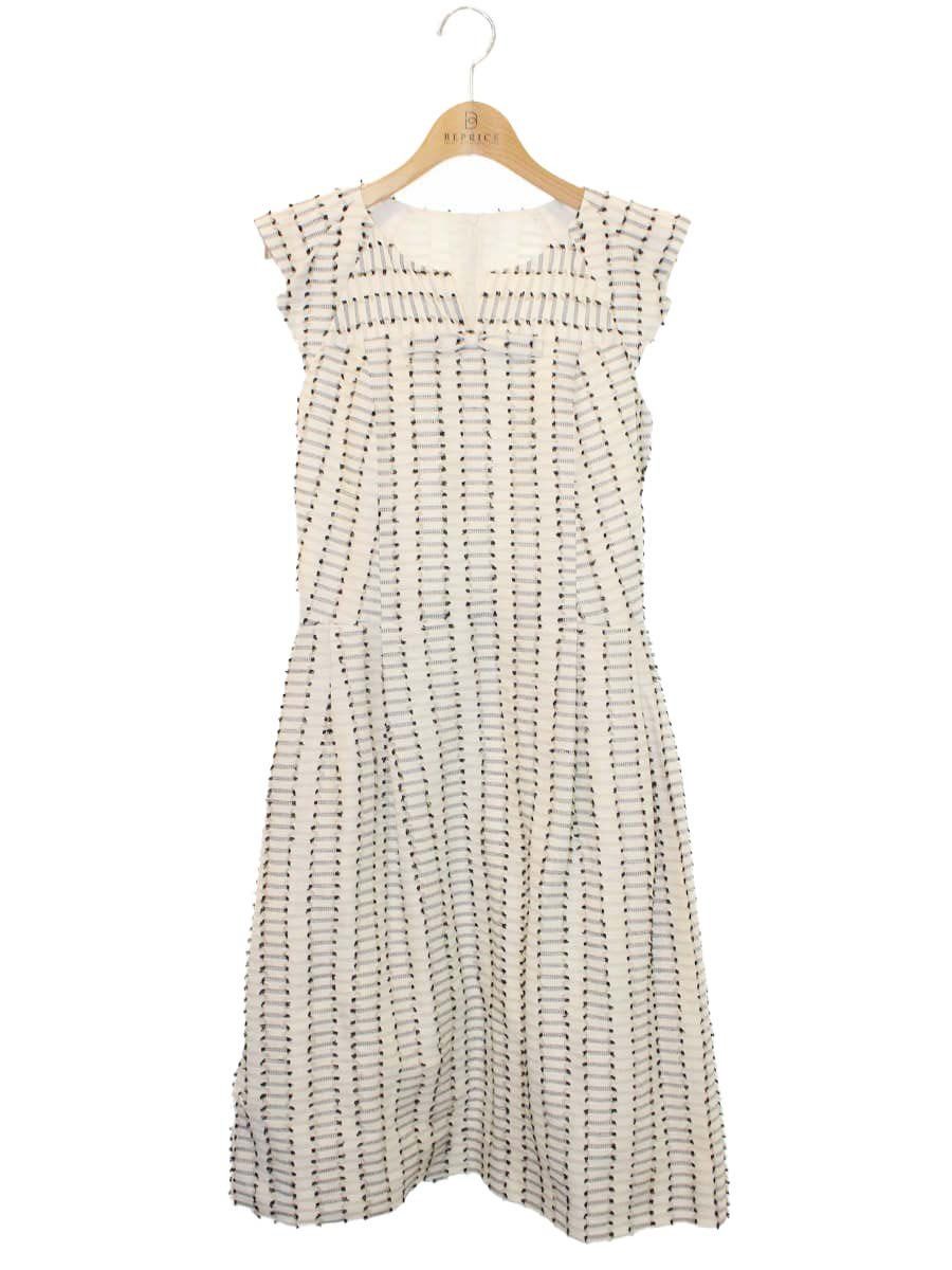 ルネ 6726590 ワンピース 34 ホワイト リボン タックフレア ITWDB6ZH24UW