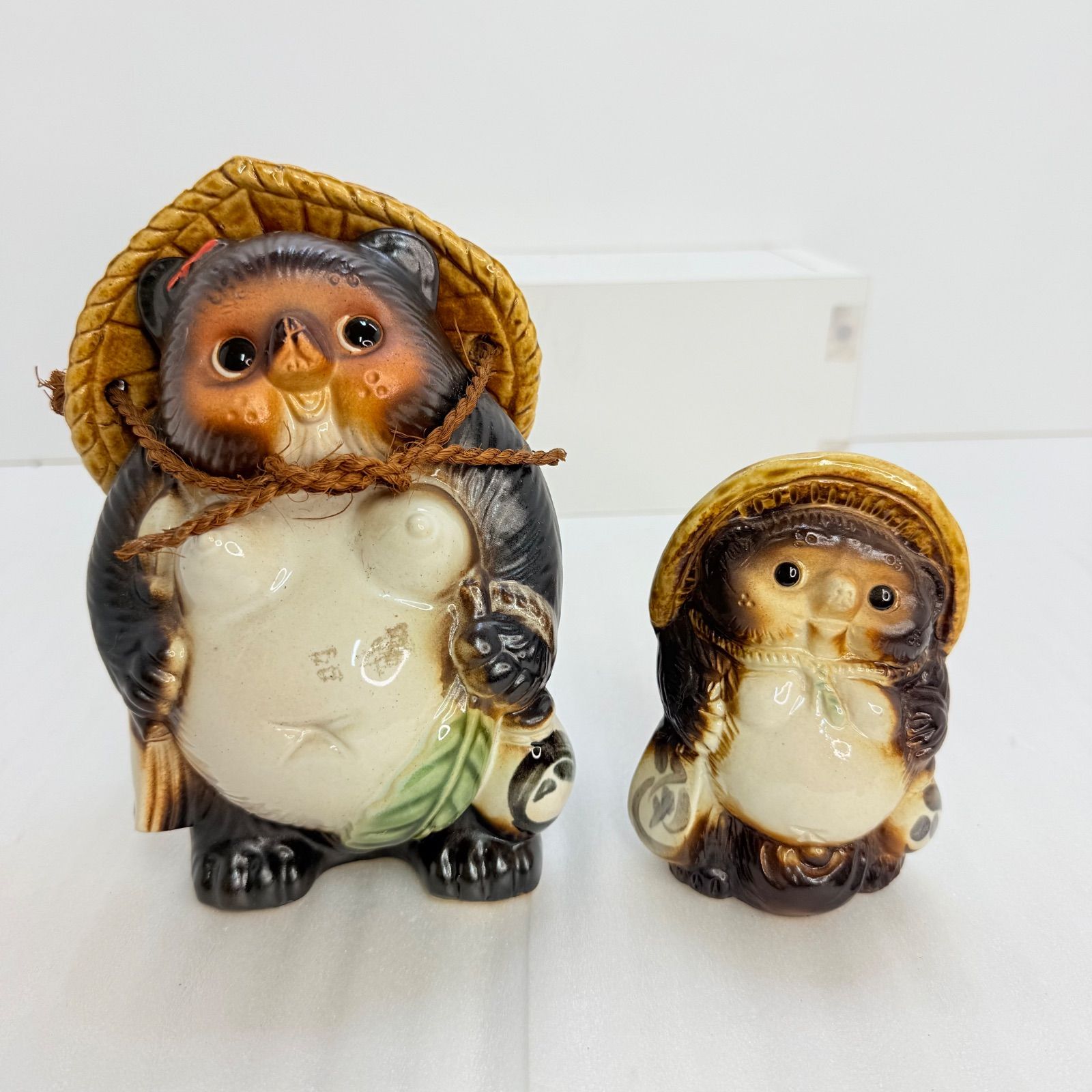 信楽焼 狸 置物 ペア 2体セット（メス6号・4号）縁起物 夫婦狸 タヌキ