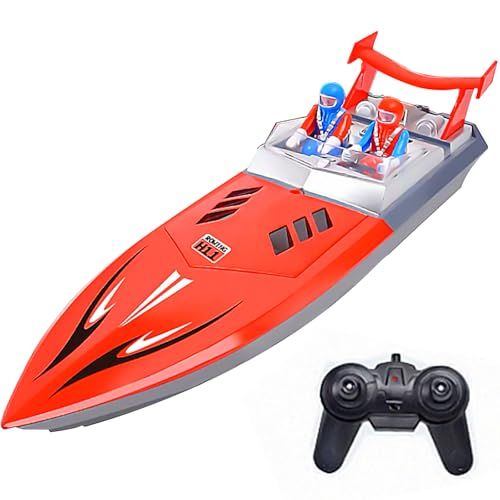 ラジコンボート 船 ラジコン 高速 20km/h 防水 50m制御距離 ハンドル型とウォッチ型2種類のリモコン 定速クルーズ 16個高輝度LEDライト 低電力アラーム 離水自動停止 耐衝撃ABS素材 1200mAh大容量バッテリー 子供/大人 9531c7e3