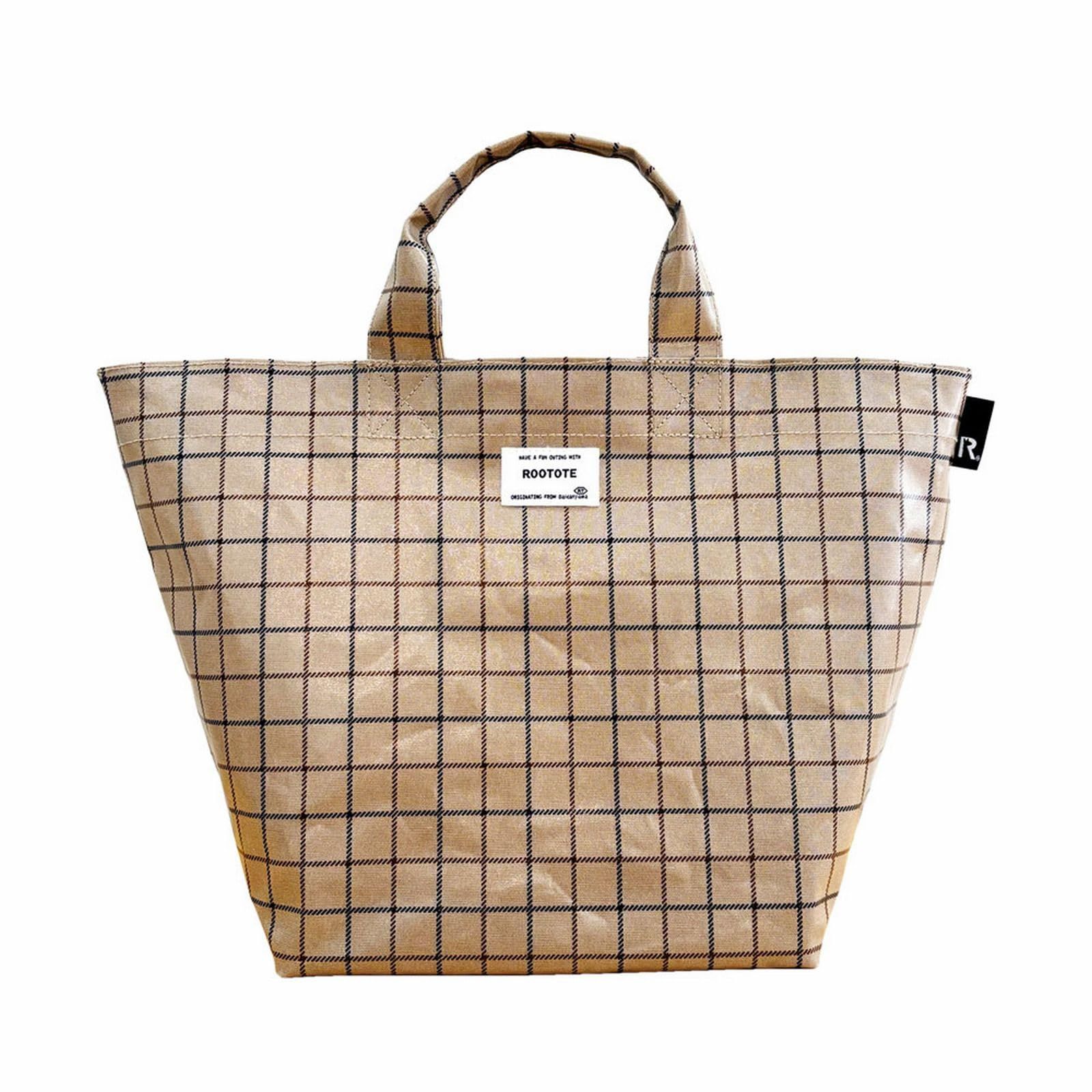 [ROOTOTE] [ルートート] トートバッグ レディース ヨコ型 表ラミネート加工 自立 EU.デリ.ラミネート-S 3603 (360804 チェック･ベージュ) [360804 チェック･ベージュ]