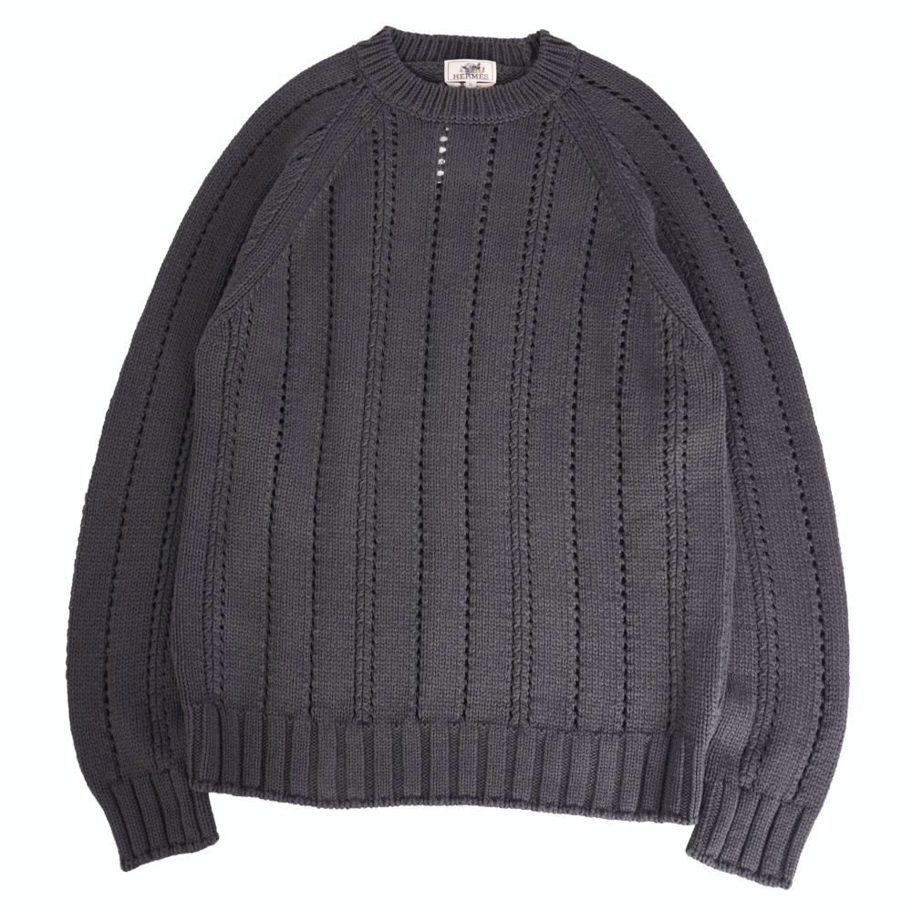 未使用 エルメス HERMES ニット セーター ロングスリーブ 長袖 コットン