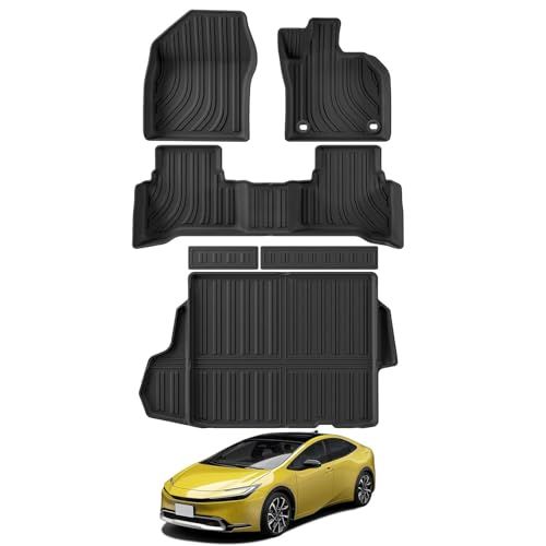 LUCKEASY トヨタ 新型 プリウス 60系 専用 3Dフロアマット+ラゲッジマット カーマット (PRIUS 60系 ZVW60 ZVW65 MXWH60 MXWH65) 2023年1月?現行 TPE素材 立体成型 車用 トランクマット 防水 抗菌性kk