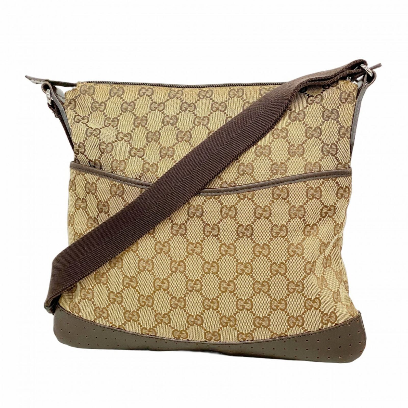 グッチ(Gucci) グッチ ショルダーバッグ GGキャンバス 145857 キャンバス ベージュ ブラウン レディース
