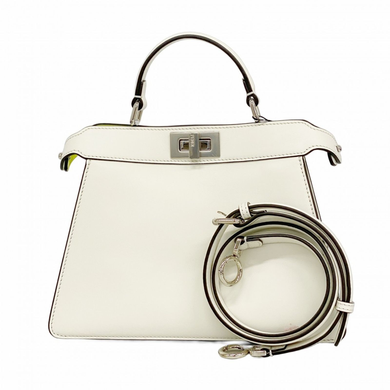 フェンディ(Fendi) フェンディ ハンドバッグ ピーカブー アイシーユー レザー ホワイト 2wayバッグレディース