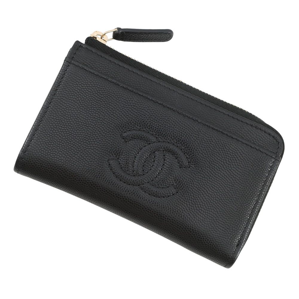 シャネル コインケース ココマーク フラグメント キャビアスキン AP4661 CHANEL 財布 黒