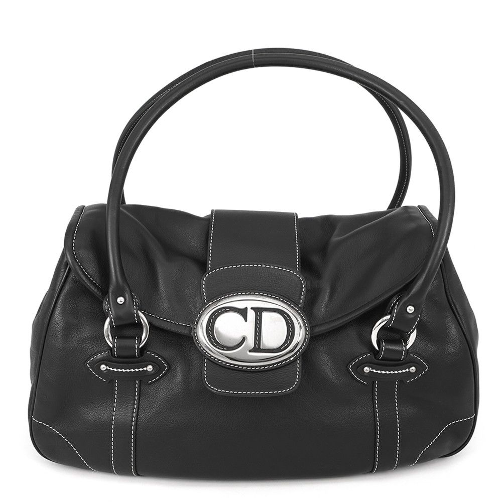 クリスチャン・ディオール ハンドバッグ CD ロゴ レザー Christian Dior 黒