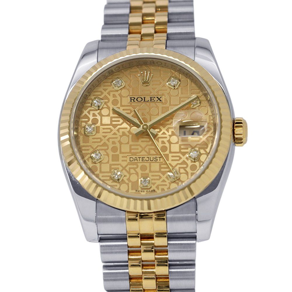 ロレックス デイトジャスト M番 SS/K18YG 116233G ROLEX 腕時計 シャンパン/コンピューター文字盤 10Pダイヤ