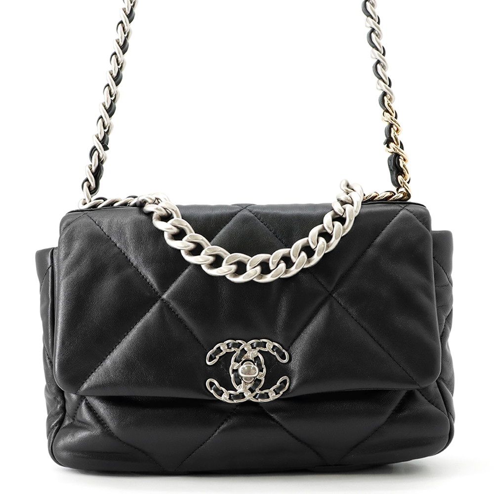 シャネル チェーンショルダーバッグ CHANEL19 フラップバッグ ココマーク ラムスキン AS1160 CHANEL 黒