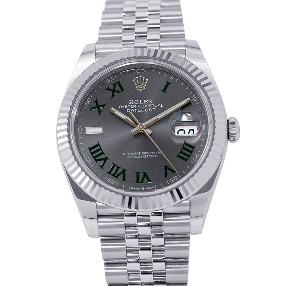 ロレックス デイトジャスト41 SS/K18WG ランダムシリアル ルーレット 126334 ROLEX 腕時計 スレート文字盤