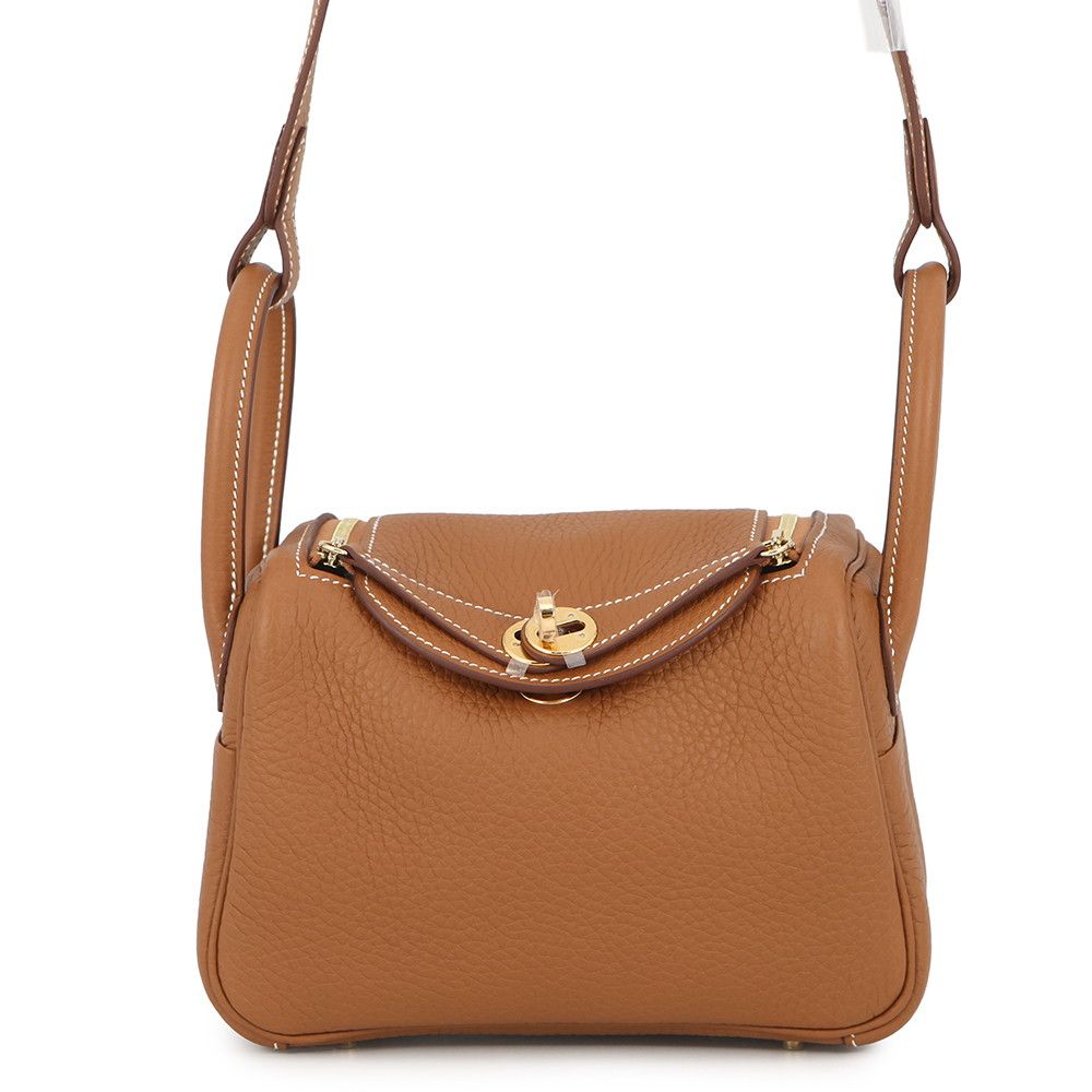 エルメス ハンドバッグ リンディ ミニ ゴールド/ゴールド金具 トリヨンクレマンス K刻印 HERMES バッグ 2wayショルダーバッグ