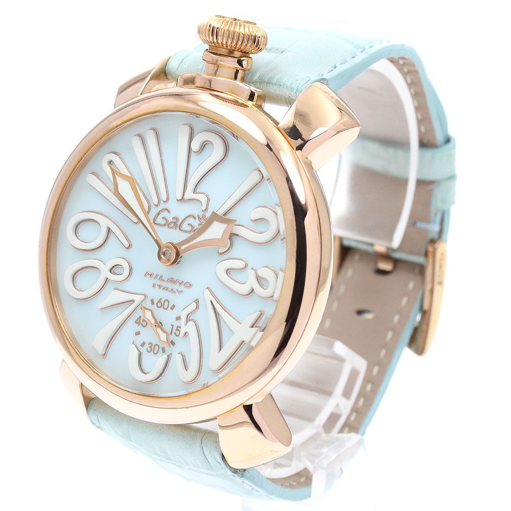 【本物 超美品】ガミラノ マヌアーレ シン46mm ホワイト ガガミラノ GaGa MILANO 5011.03S マヌアーレ48 スモールセコンド 手