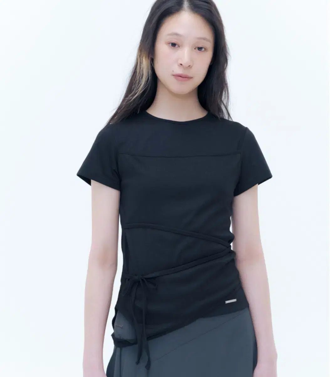 ミセキSEOUL シャーリング レイヤード ニット トップス ブラック