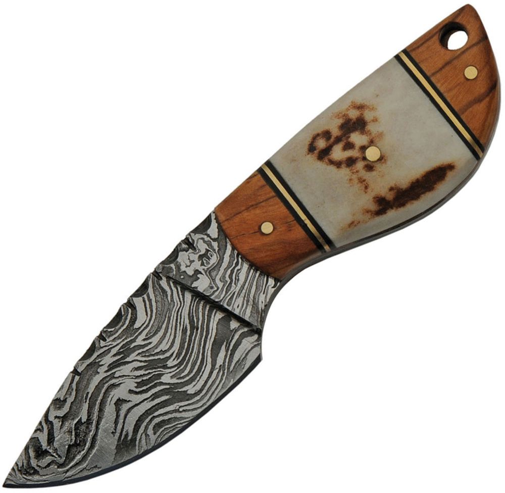 Damascus スキナーナイフ Wild Stag 鹿骨ハンドル レザーシース付き DM1249 18歳以上