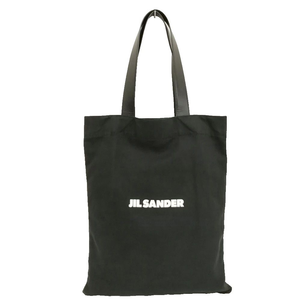 ジルサンダー JIL SANDER BOOK TOTE MD フラットショッパー ミディアム トートバッグ キャンバス レザー ブラック