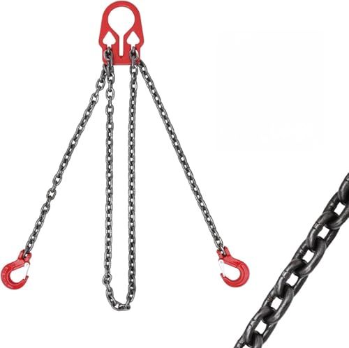 【新品】mopam スリングチェーン チェーンスリング 2 本吊り×3 m 耐荷重3 t 径8 mm 調節可能チェーン 吊り具 重量物 持ち上げ スリングベルト フック付きチェーン (チェーン色：プライマリー) 3e0d1556