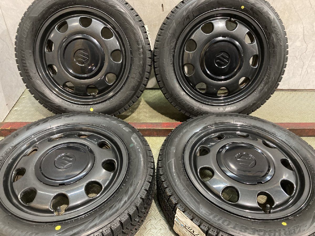 SUZUKIスペーシアギア純正アルミENKEI14インチVRX2セット タイヤ新品【BS BLIZZAK VRX2 155/65R14】スタッドレス【SUZUKI