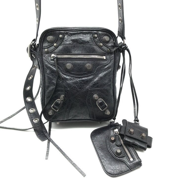 美品 BALENCIAGA バレンシアガ ルカゴール クロスボディ ショルダー バッグ ブラック ブランド カバン BAG a13162