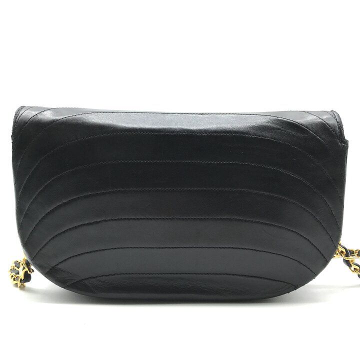 良品 CHANEL シャネル ココマーク ハーフムーン ターンロック レザー 