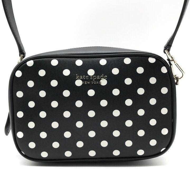 未使用保管品 Kate Spade ケイトスペード カメラ ショルダー バッグ ブラック ドット柄 ブランド ファッション カバン BAG r1617