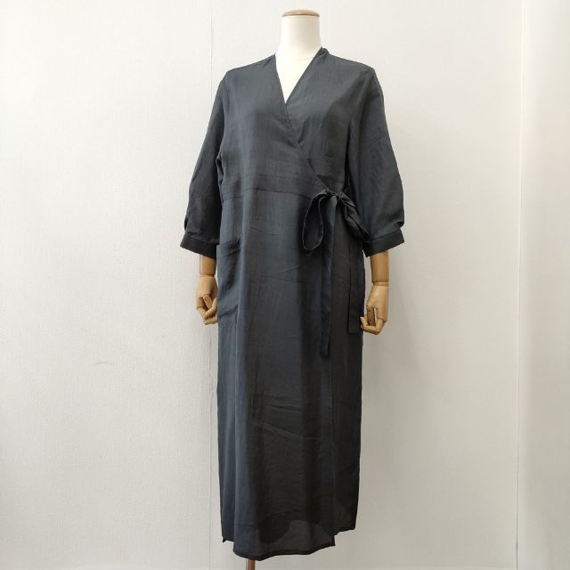 uryya シルクカシュクールドレス シルクワンピース 羽織り 定価63800円 ワンピース グレー レディース ユライヤ【中古】6-0513M∞