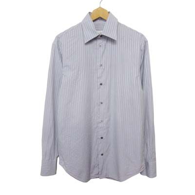 アルマーニ コレツィオーニ ARMANI COLLEZIONI シャツ ストライプ 長袖 綿 コットン 39 青 ブルー