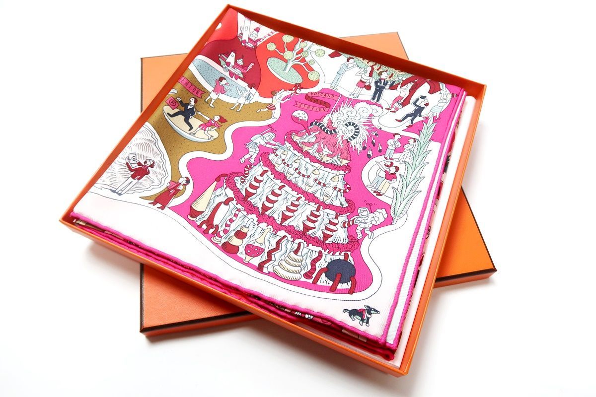【新品同様・未使用】HERMES エルメス スカーフ カレ90【EXPOSITION UNIVERSELLE】シルク100％ 小物 雑貨【SV62】