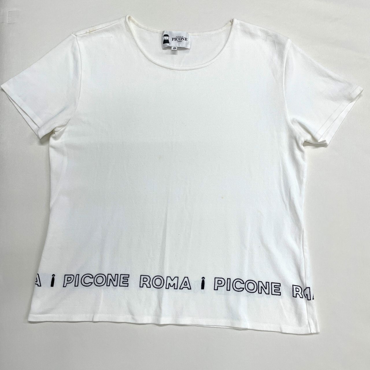 ダメージあり】カットソー Tシャツ PICONE ピッコーネ トップス 白 40
