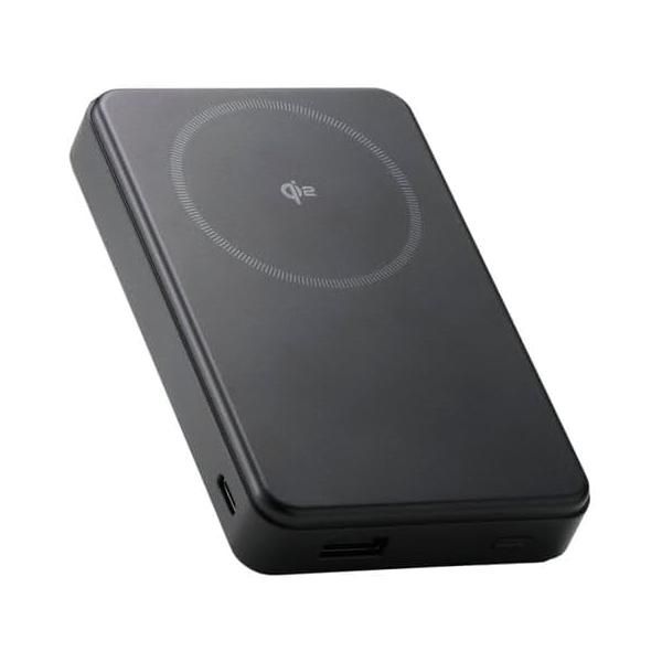 エレコム モバイルバッテリー リチウムイオン電池 Qi2対応ワイヤレス充電器 10000mAh 20W ブラック 1個 DE-C67-10000BK