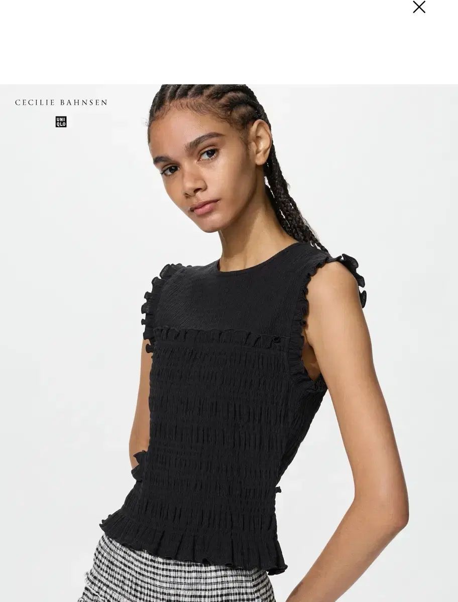 UNIQLO x Cecilie Bahnsen(セシリーバンセン) シャーリング スリーブレス ブラック M