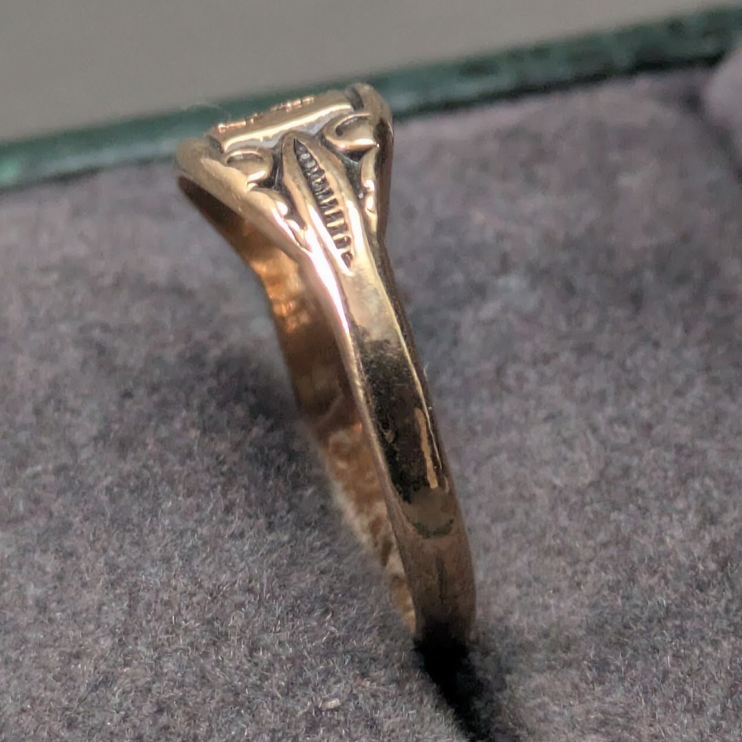ヴィンテージ 18K HGE イニシャル 「H」 8.5号 シグネットリング ピンキーリング ゴールドカラー 18金厚メッキ アンカス社 メンズ レディース