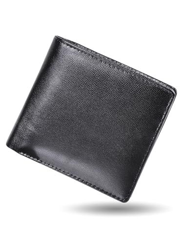 [ムラ] 二つ折り財布 財布 メンズ 本革 二つ折り 軽い レザー カード7枚収納 隠しポケット (ブラックB type：BOX型コインポケット)pms 6dfdb1cd