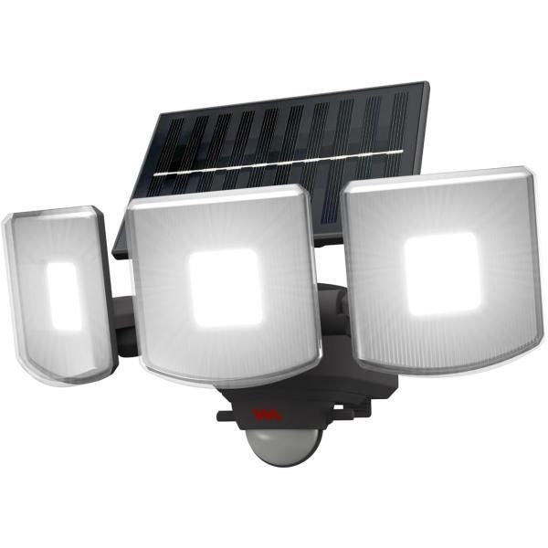 LED 3灯 ソーラーセンサーライト マルチアーム 1200ルーメン 防犯 屋外 人感 センサー 赤外線センサー 防雨 自動点灯 太陽光 玄関 庭 駐車場 ガレージ