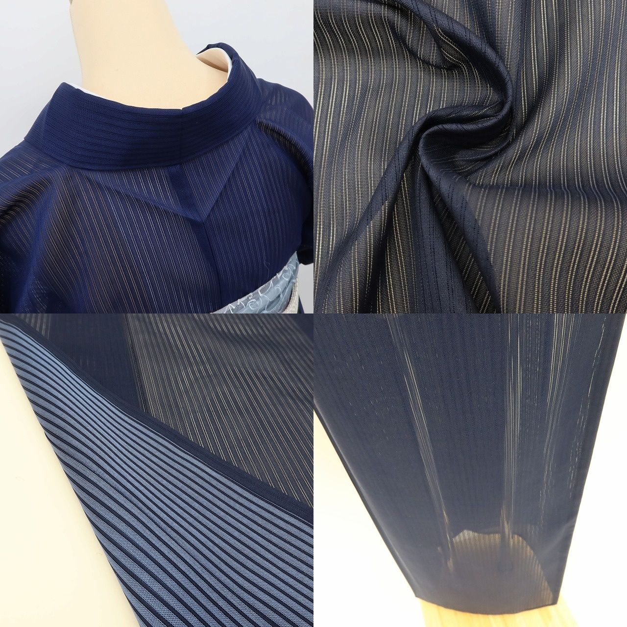 百華❀Y5001◇新品 仕付け糸付 夏着物 正絹 手縫い仕立て 縦絽 小紋 色