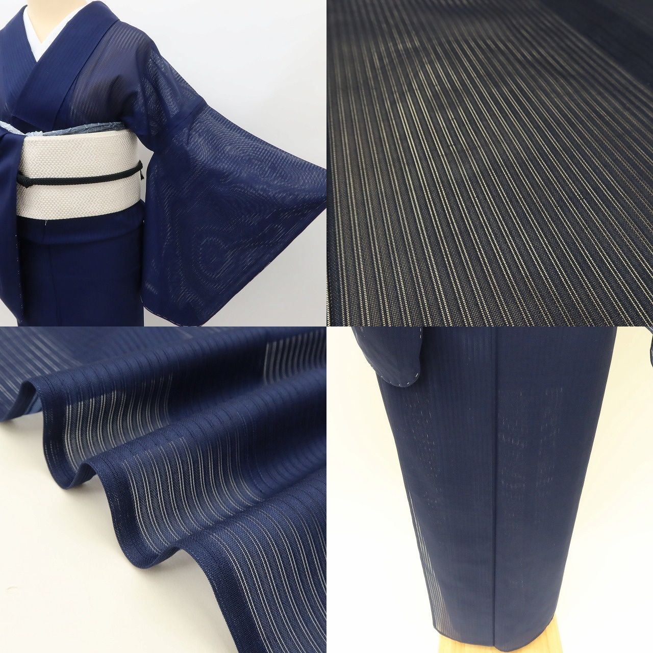 百華❀Y5001◇新品 仕付け糸付 夏着物 正絹 手縫い仕立て 縦絽 小紋 色