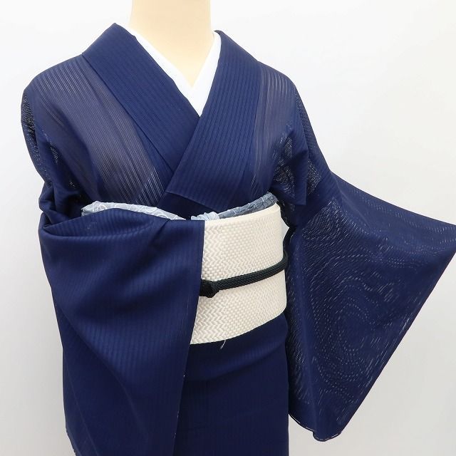 百華❀Y5001◇新品 仕付け糸付 夏着物 正絹 手縫い仕立て 縦絽 小紋 色
