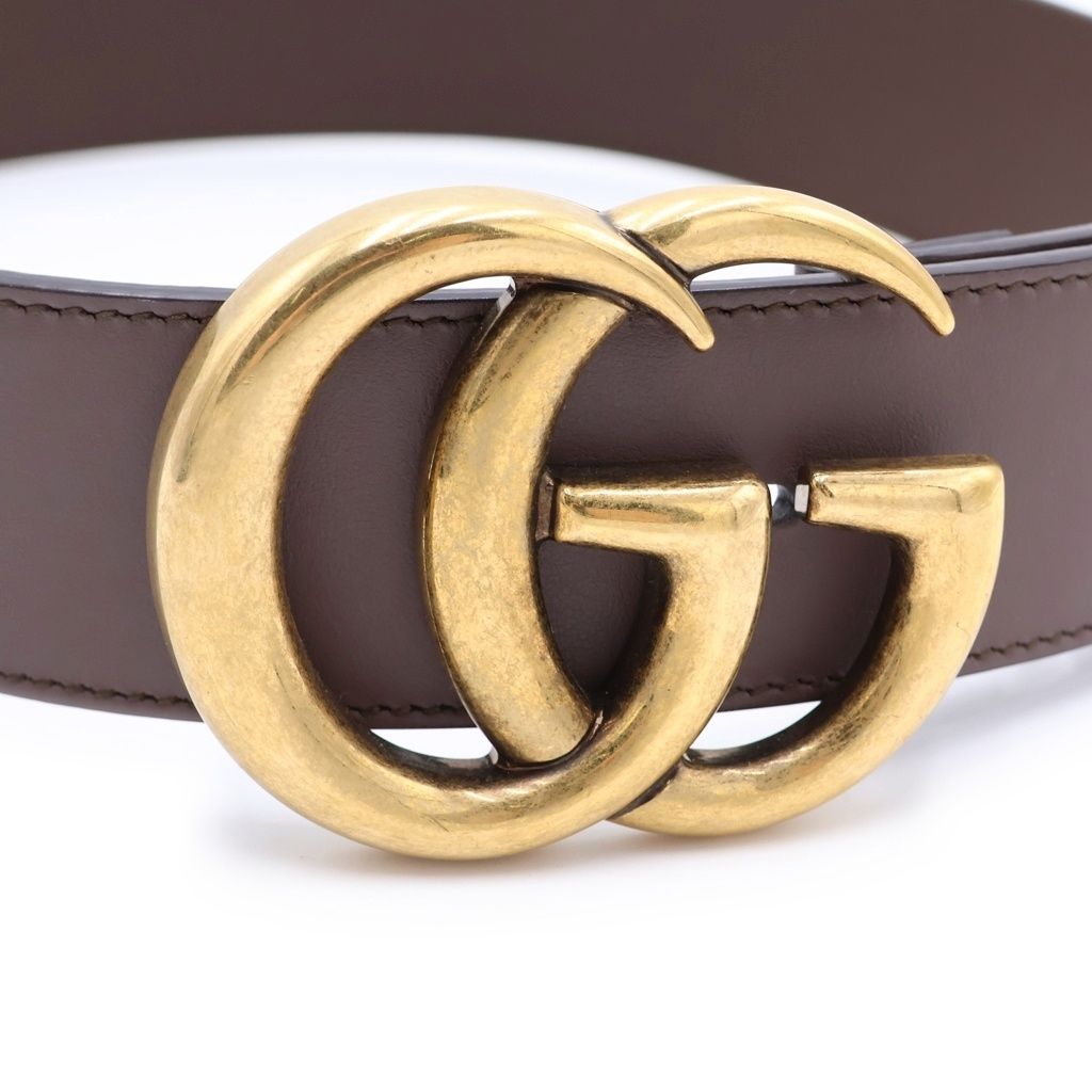 GUCCI (グッチ) Gバックル GGスプリーム レザーベルト ブラウン 400593