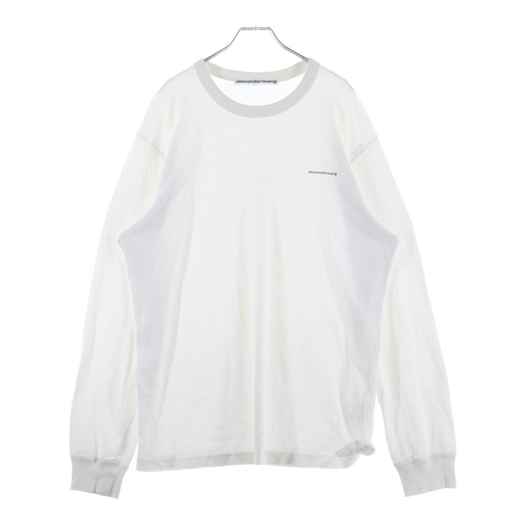 alexanderwang ホワイト長袖Tシャツ ALEXANDER WANG (アレキサンダーワン) ワンポイントロゴ クルーネック