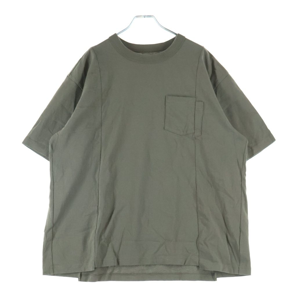 Sacai (サカイ) Cotton Jersey T-Shirt コットン ジャージ ポケット クルーネック半袖Tシャツカットソー カーキ 25‐03628M