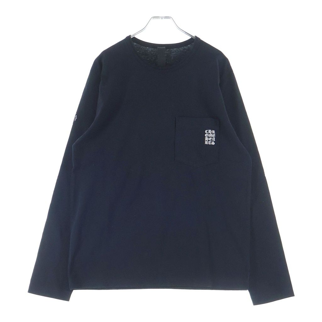 CHROME HEARTS (クロムハーツ) Y NOT Vertical Logo L/S Tee ワイノット ヴァーティカルロゴ クルーネック長袖Tシャツカットソー ロンT ブラック