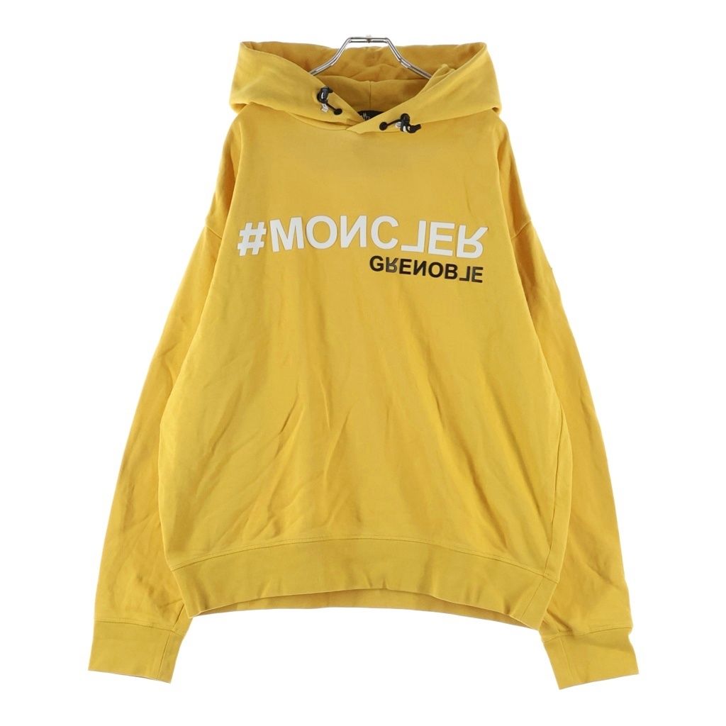 MONCLER GRENOBLE (モンクレールグルノーブル) 23AW MAGLIA CON CAPPUCCIO マグリア ロゴ プルオーバーパーカー フーディー イエロー I20978G00027 80451