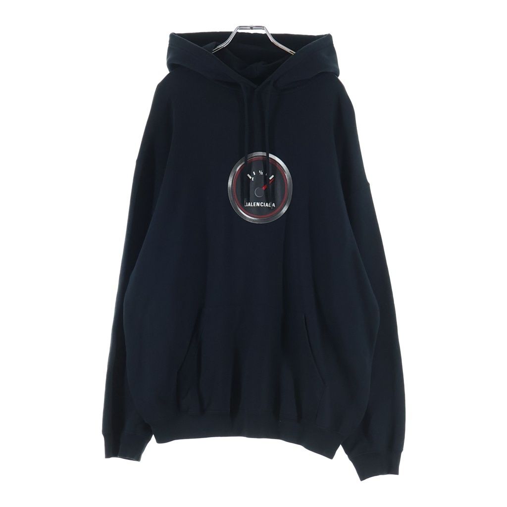BALENCIAGA (バレンシアガ) 18AW SPEED SHRUNK HOODIE 570811 TEVA6 スピード シュランク フロントロゴプリント プルオーバーパーカー フーディ ブラック