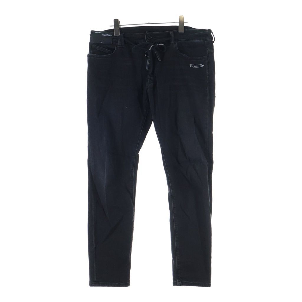 OFF-WHITE (オフホワイト) SKINNY REGULAR ロゴプリント スキニーレギュラーデニムパンツ ブラック/ホワイト OMYA002S19 C260251001