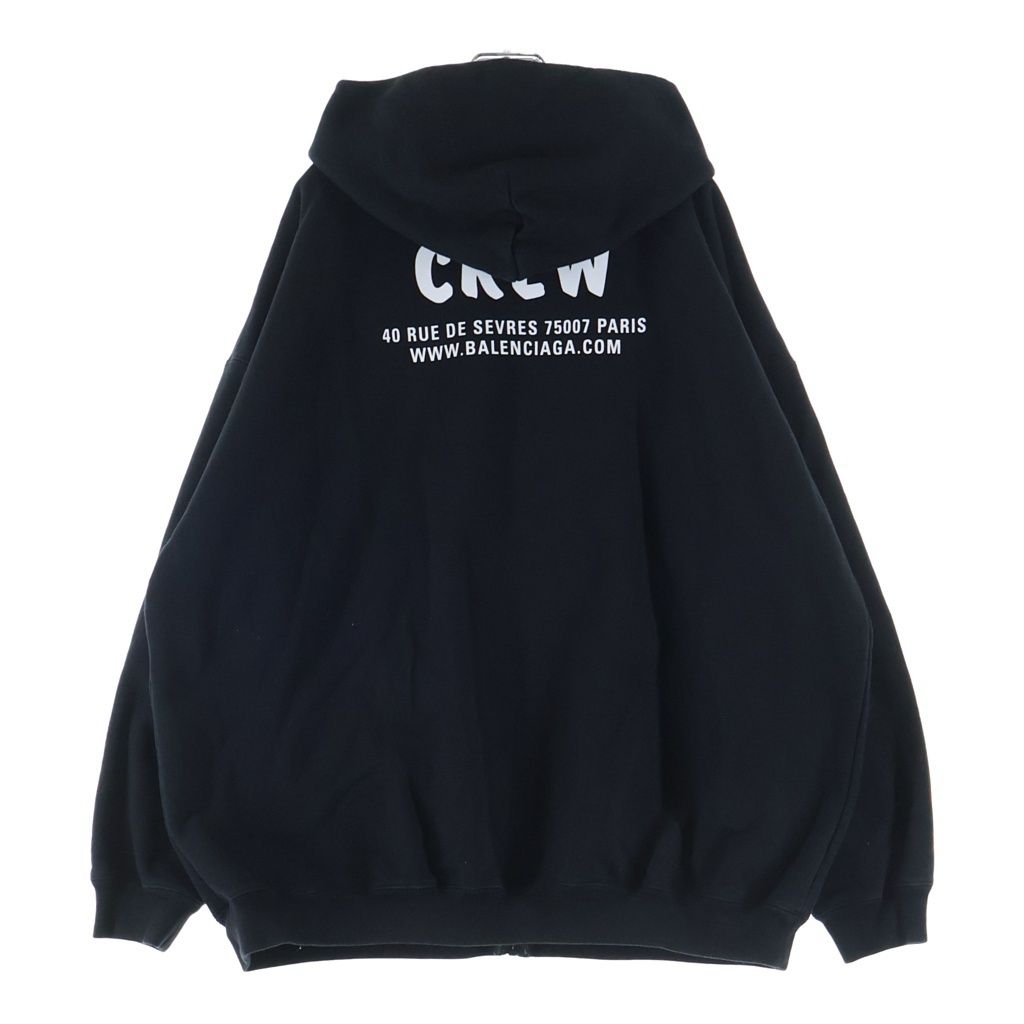 バレンシアガ　パーカー　ブラック BALENCIAGA (バレンシアガ) 20AW CREW ZIP HOODIE 620948 クルー