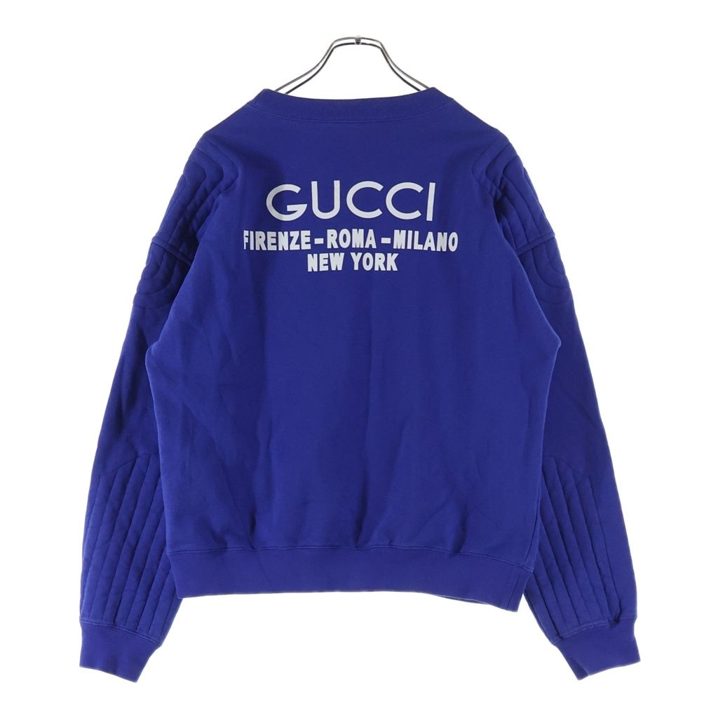 GUCCI グッチ バックロゴ シティ プリント クルーネック スウェット ブルー761595 XJFY3 GUCCI (グッチ) バックロゴ シティ プリント クルーネック スウェット