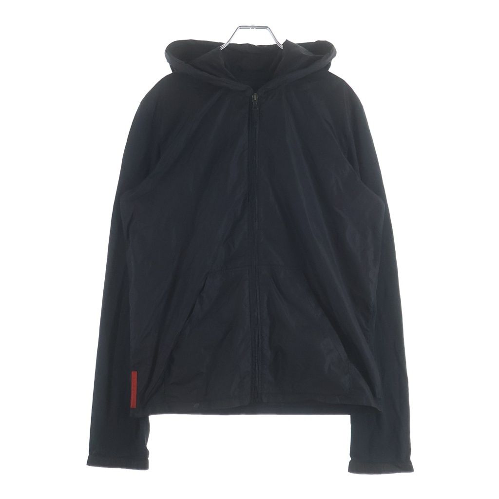 PRADA (プラダ) アーム切り替え ナイロン フーデッド ジップアップ ジャケット ブラック UJL681
