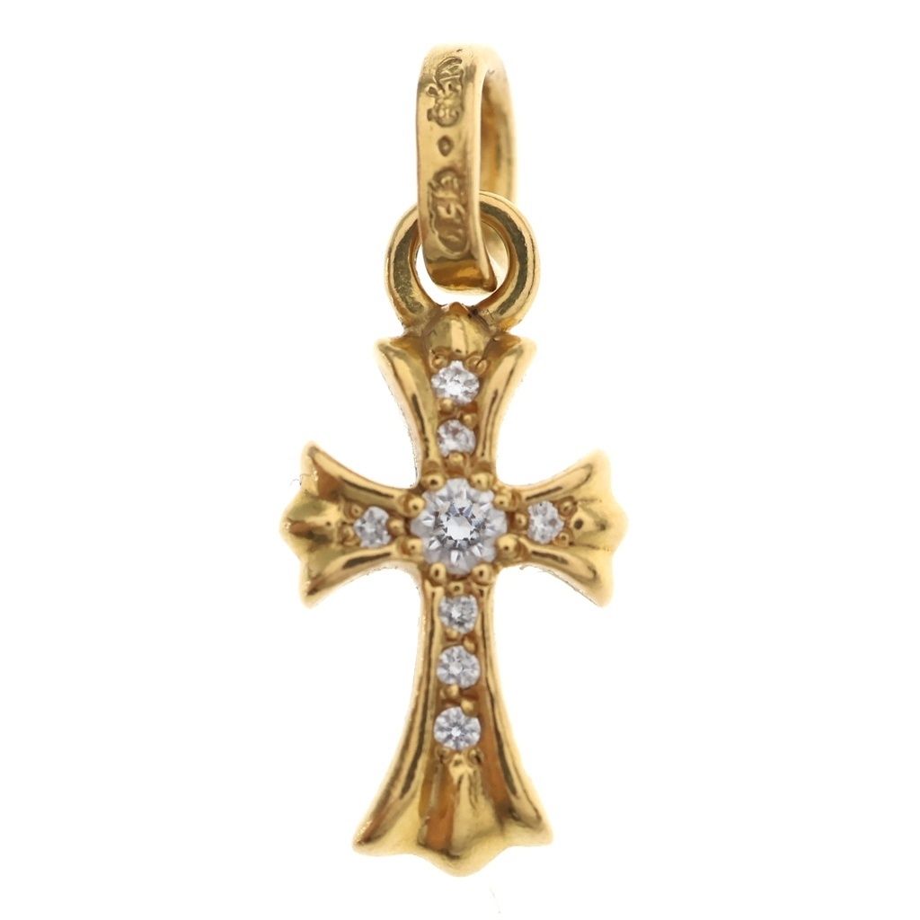 CHROME HEARTS (クロムハーツ) 22K CRS BBYFAT P/DIA ベイビーファットクロス PAVEダイヤ ペンダントトップ ゴールド BCA035